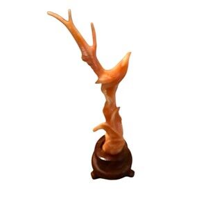 -3” Old Chinese Coral Carved Dynasty Palace Bird Figurine